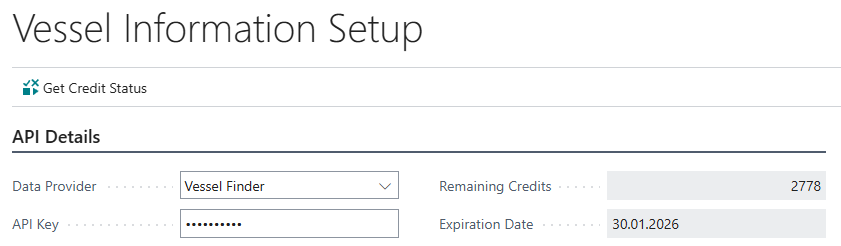 VesselInformationSetup